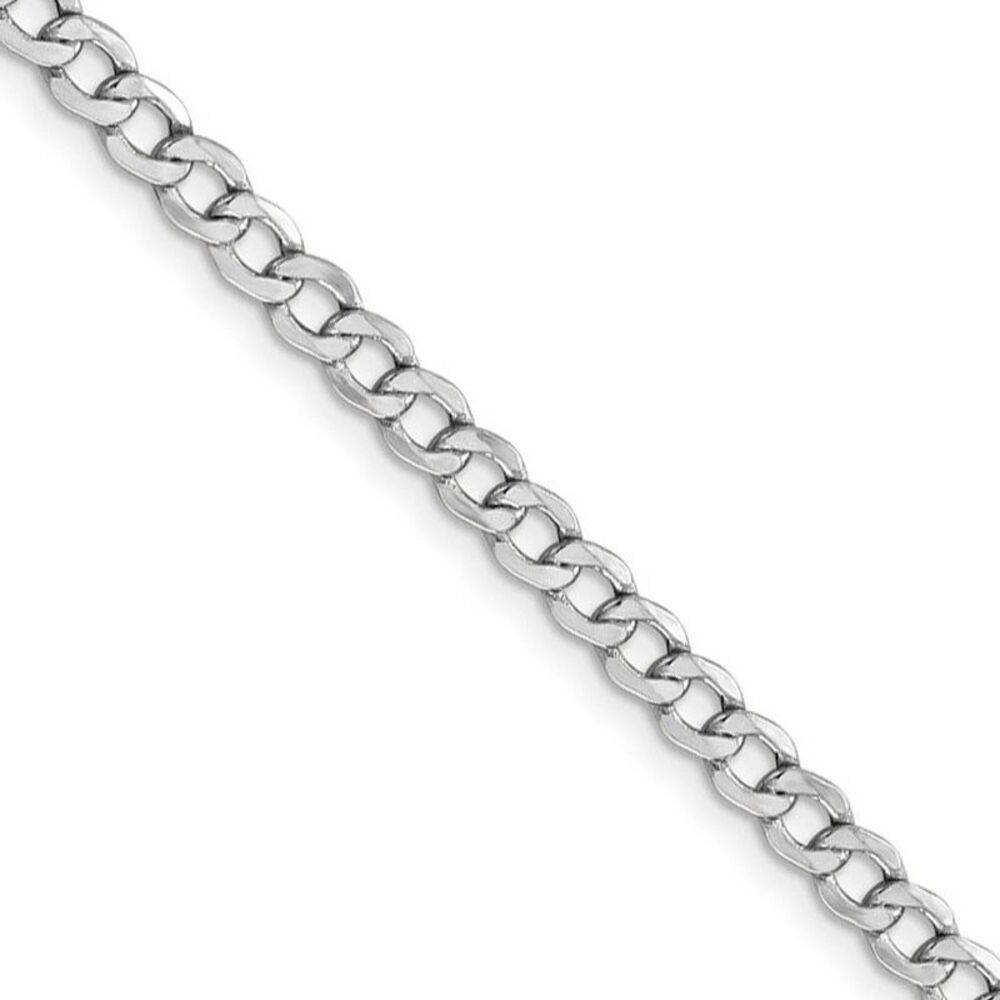 4.3mm, 14K White Gold, Hollow Curb Link Chain Necklace, 20 Inch